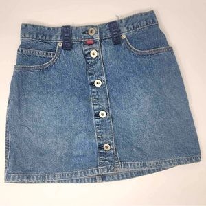 Y2K Guess vintage retro 90s vibe jean skirt button carpenter blue made in USA 24